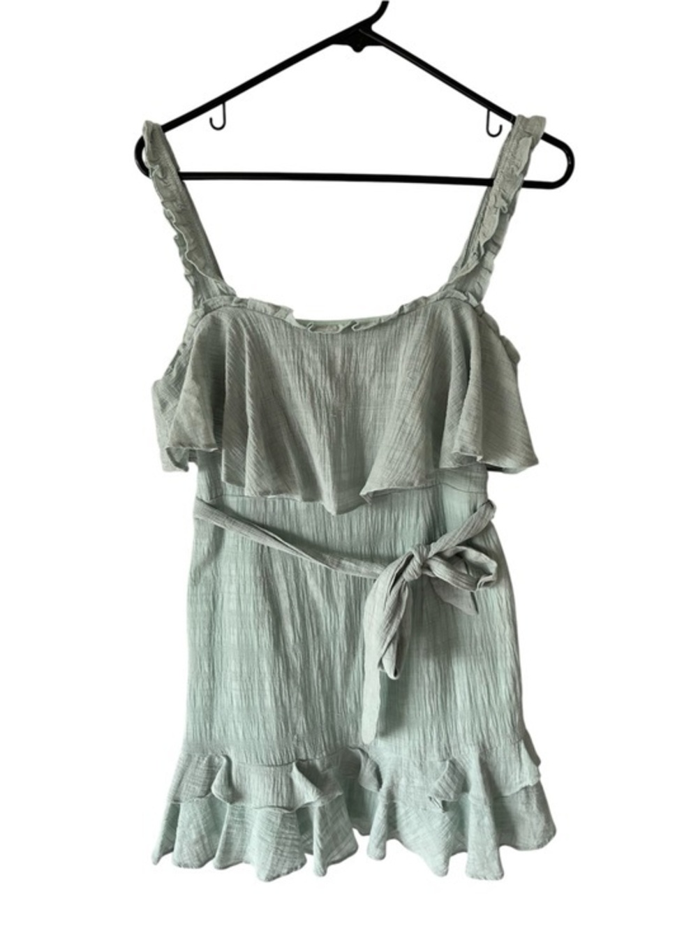 fab'rik Mint Green Ruffle Mini Dress